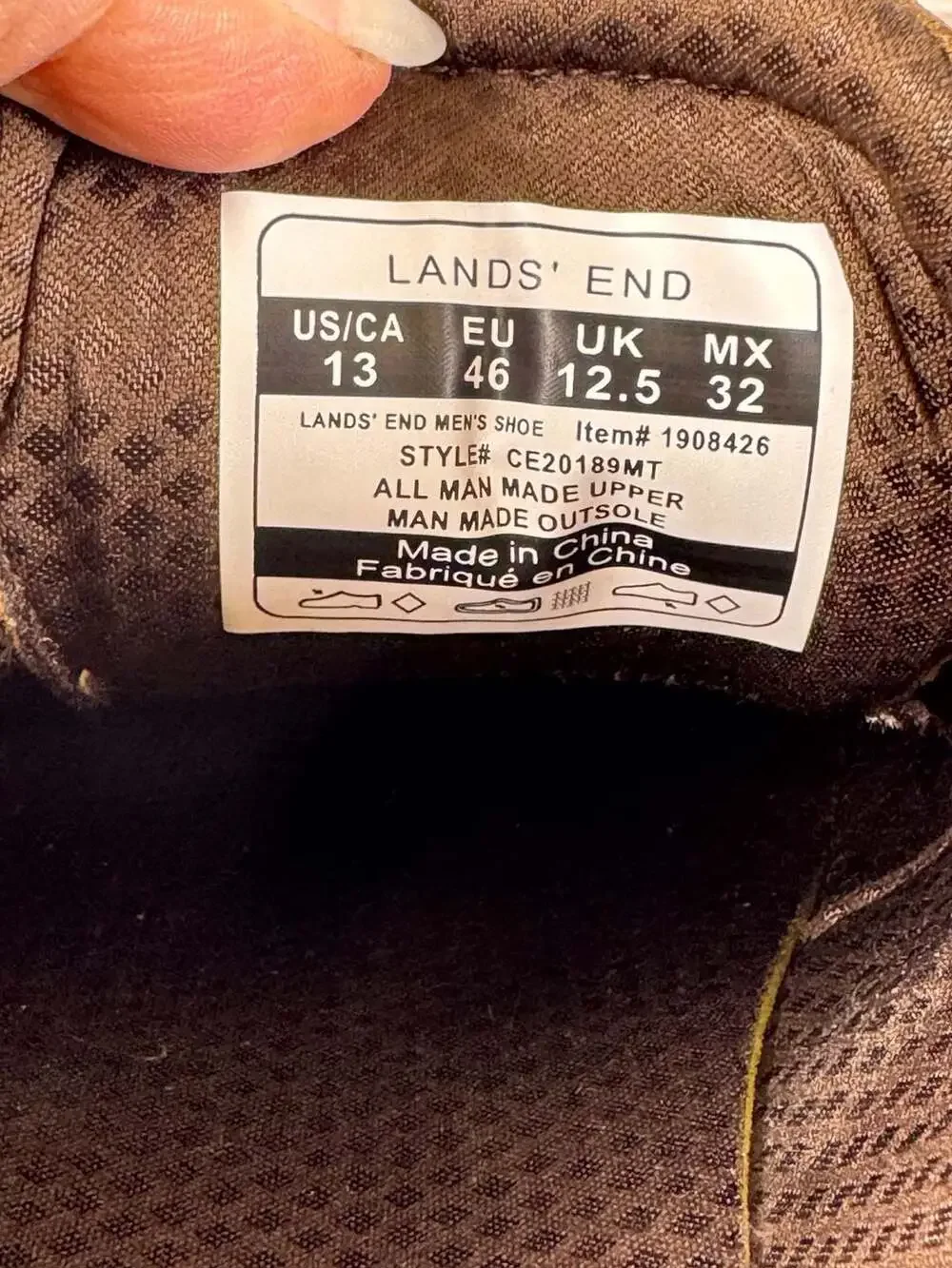 Lands’ End Men’s Sport Oxford Tan Brown Comfort Casual Shoes Size 13 CE20189MT
